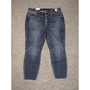 Judy Blue Skinny Fit Jeans Womens Plus Size 22W Button Fly Raw Hem Denim